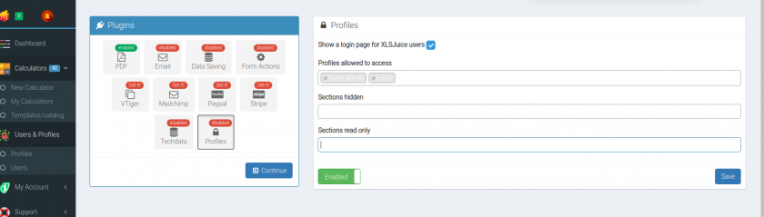 Users and profiles Plugin